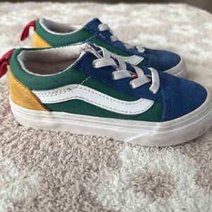 Vans Yacht Club Old Skool Toddler Size 8 Blue Green Multicolor Elastic Lace Up